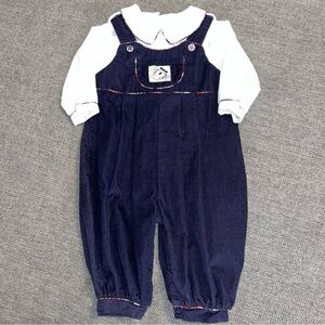 Carter’s vintage lightweight corduroy navy jumper white shirt, size 6 months